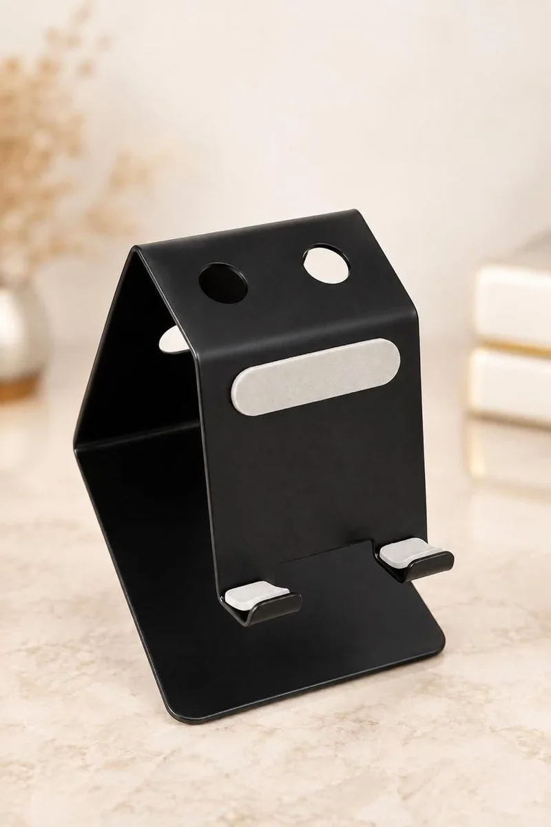 Metal mobile stand with two round cut-outs