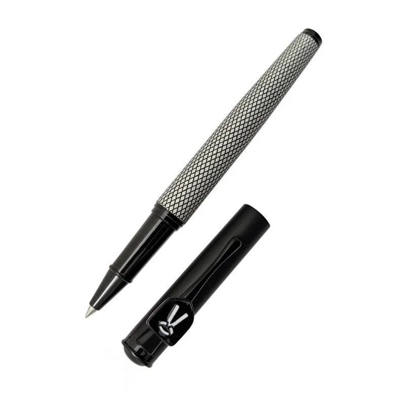 Advocate rollerball with a silver crosshatch barrel