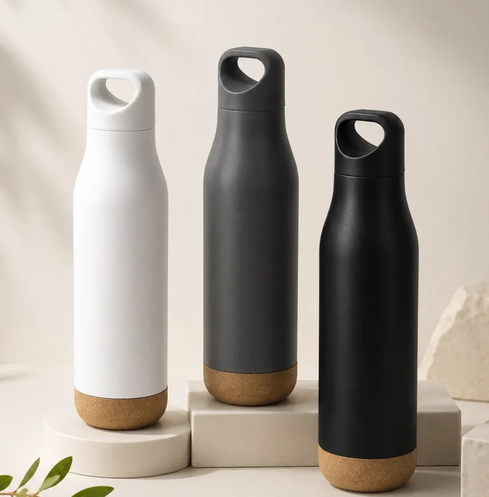 Bottle with a cork base